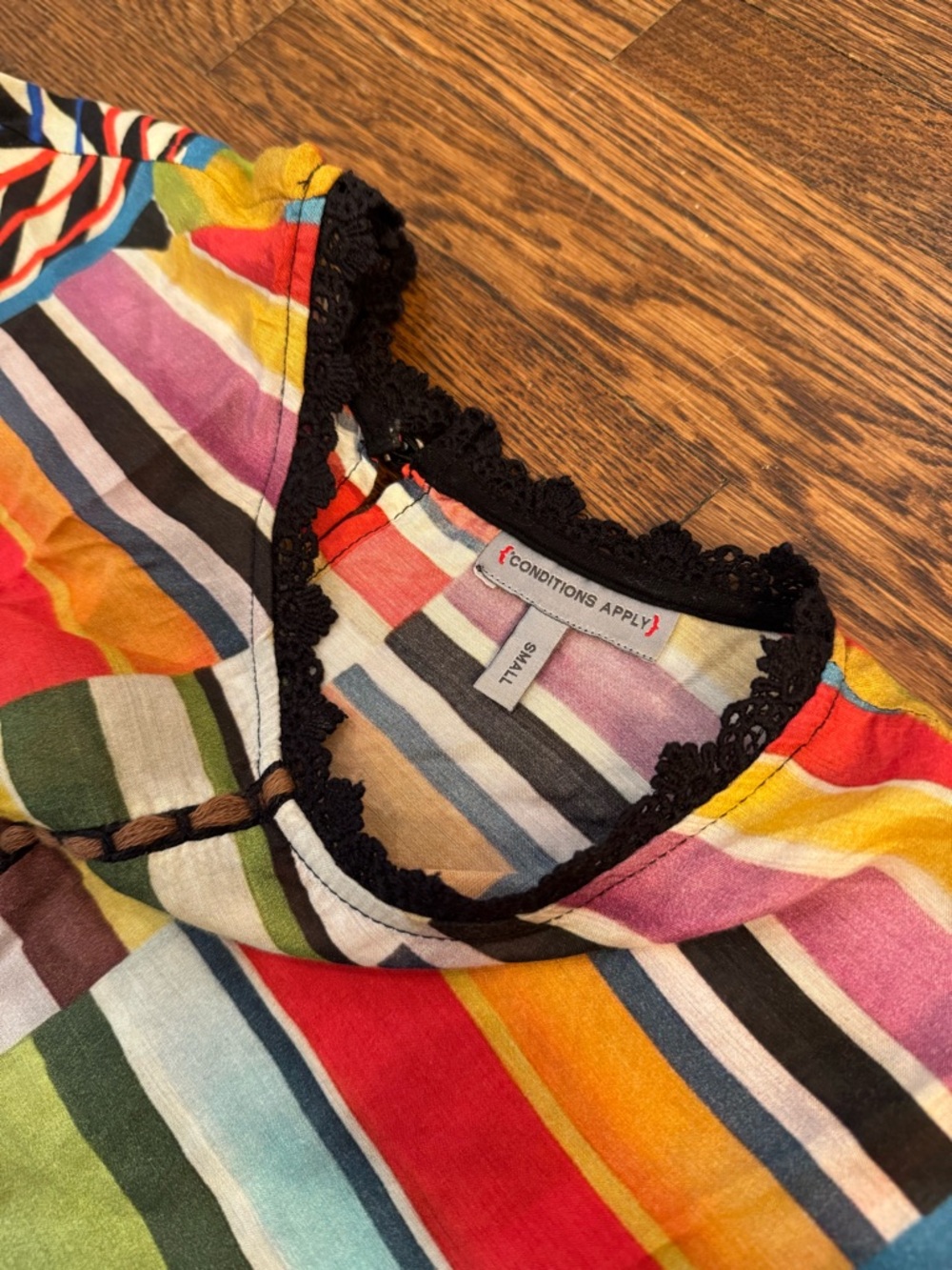 Anthropologie Conditions Apply Multicolor Striped Peplum Tunic Size Small - Picture 6 of 7
